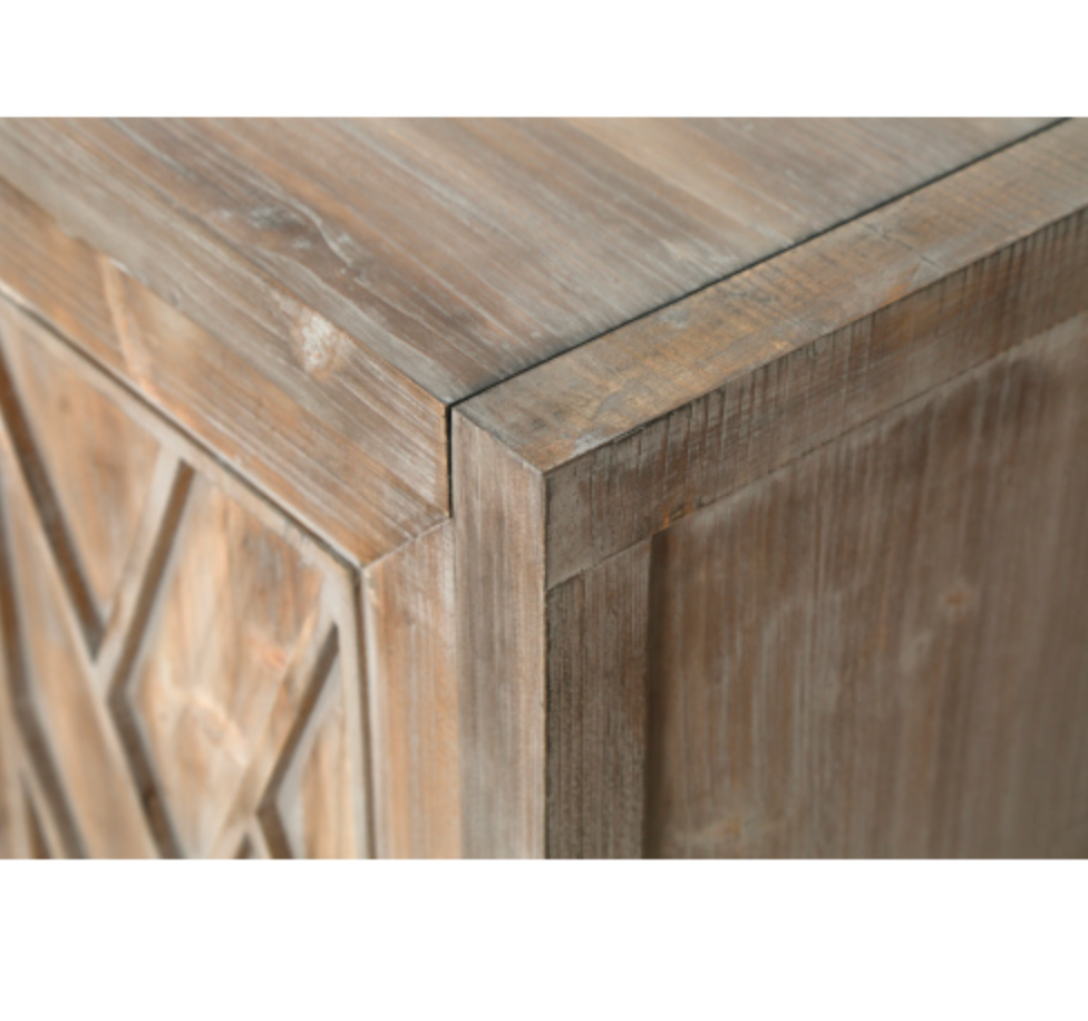 4 Door Wooden Twill Sideboard American Country Vintage Old Living Room Dining Room Hallway Entryway Cabinet - Antique Brown