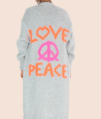 Love Peace Sign Long Sleeve Cardigan
