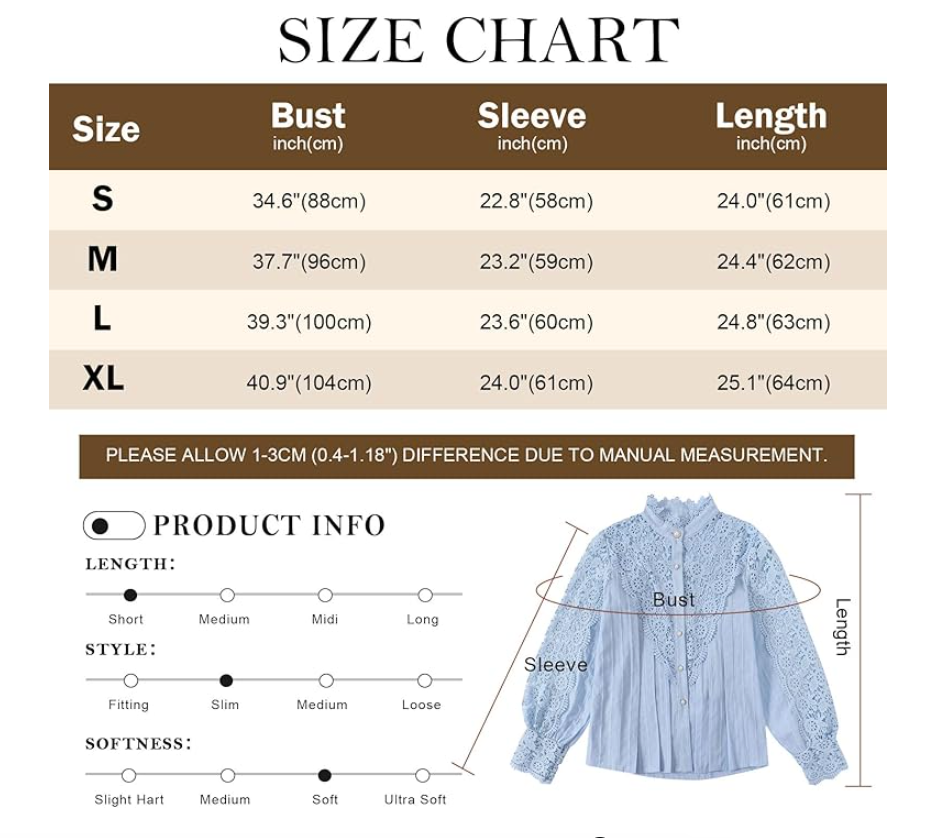 Elegant Women's Vintage Pearl Button Lace Blouse - Puff Sleeve Semi-Sheer Ruffled Stand Collar Shirt