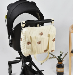 Baby Diaper Bear Tote Bag Stroller Organizer Pouches Handbag Embroidered Mommy Bag