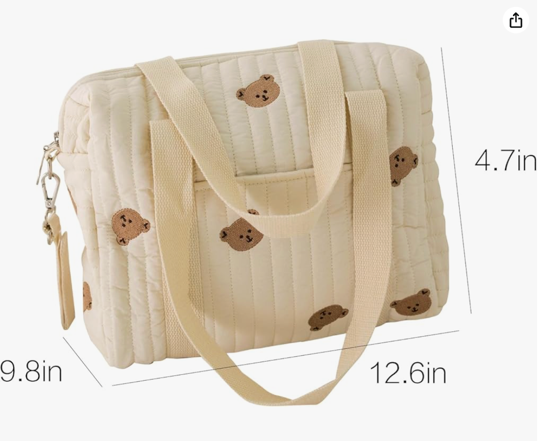 Baby Diaper Bear Tote Bag Stroller Organizer Pouches Handbag Embroidered Mommy Bag