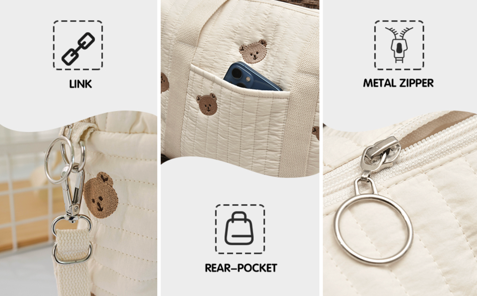 Set of 2 (STROLLER BAG + POUCH FULL BEARS) - BABY BAG ESSENTIALS