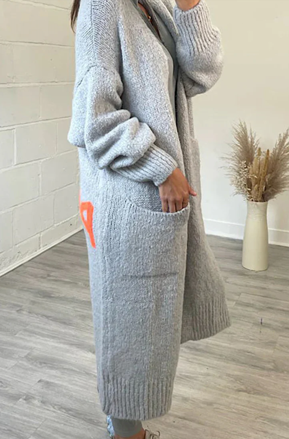 Women's Love Peace Graphic Oversized Cardigan Long Sleeve