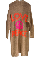 Women's Love Peace Graphic Oversized Cardigan Long Sleeve