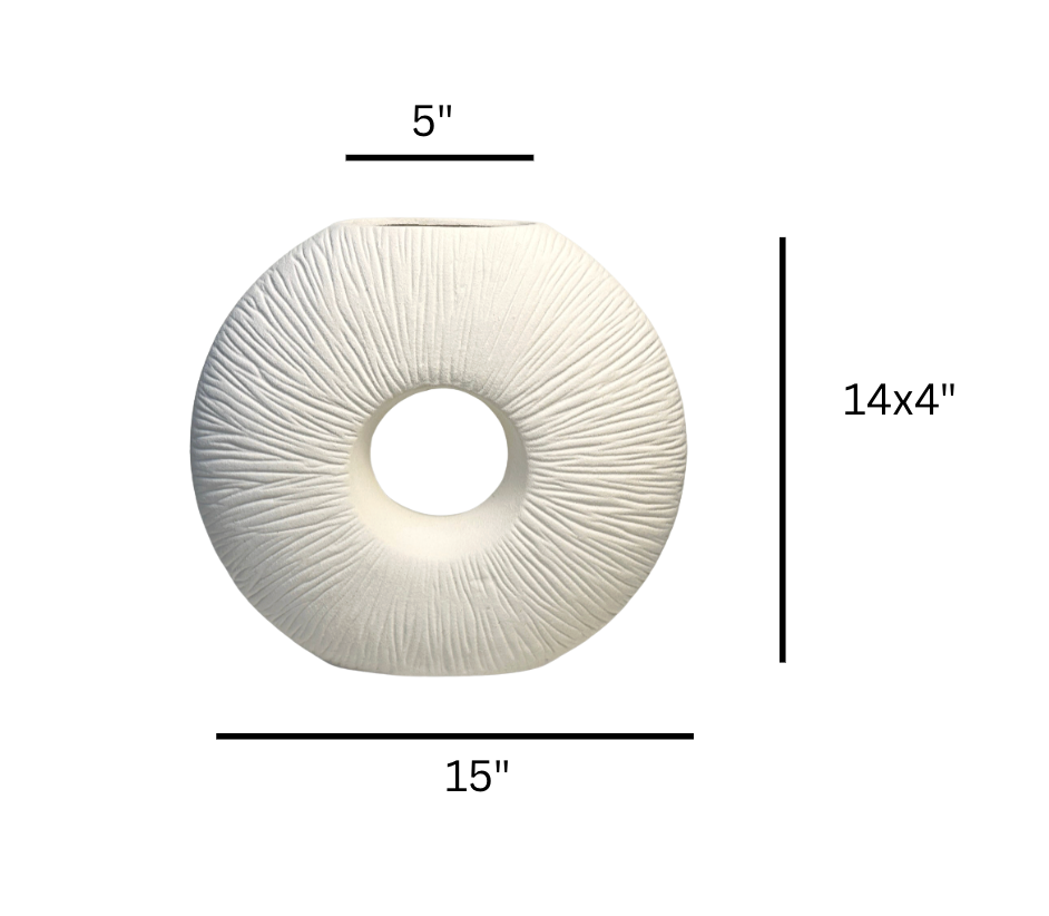 Minimalist Contemporary White Ceramic Vase 14 Inch