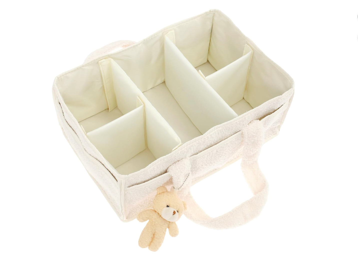 Cozy Plush Organizer with Bear Diaper Stackers & Caddies Newborn Baby Items Diaper Bags Organizer Cream