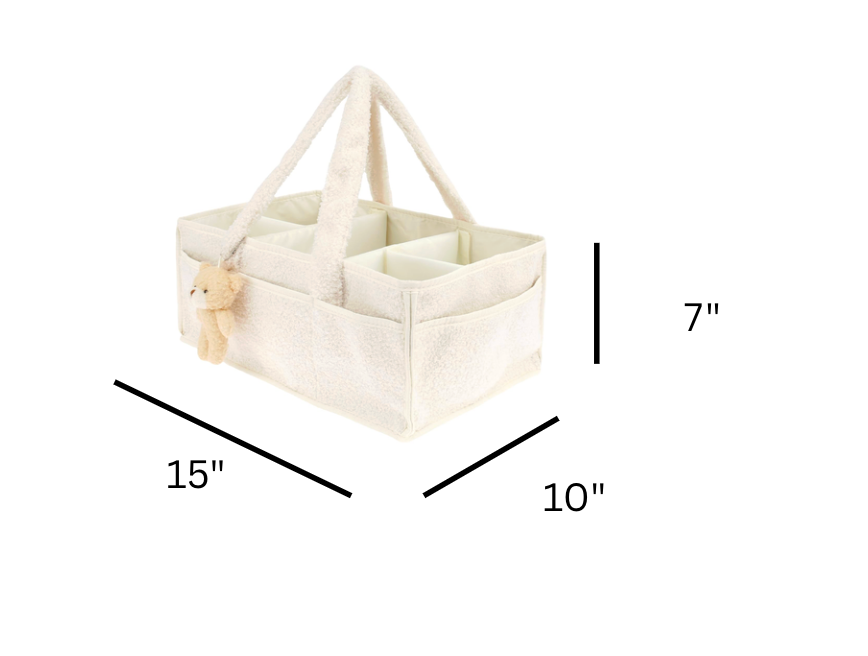 Cozy Plush Organizer with Bear Diaper Stackers & Caddies Newborn Baby Items Diaper Bags Organizer Cream