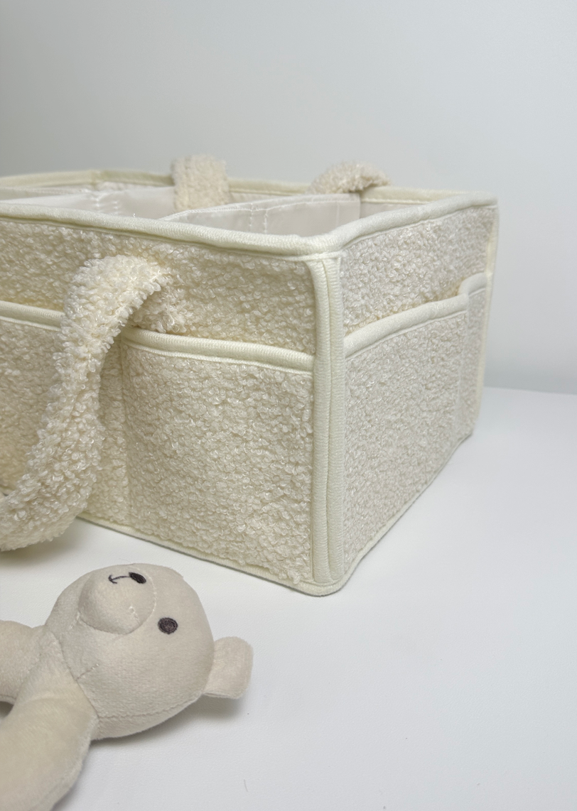 Cozy Plush Organizer with Bear Diaper Stackers & Caddies Newborn Baby Items Diaper Bags Organizer Cream