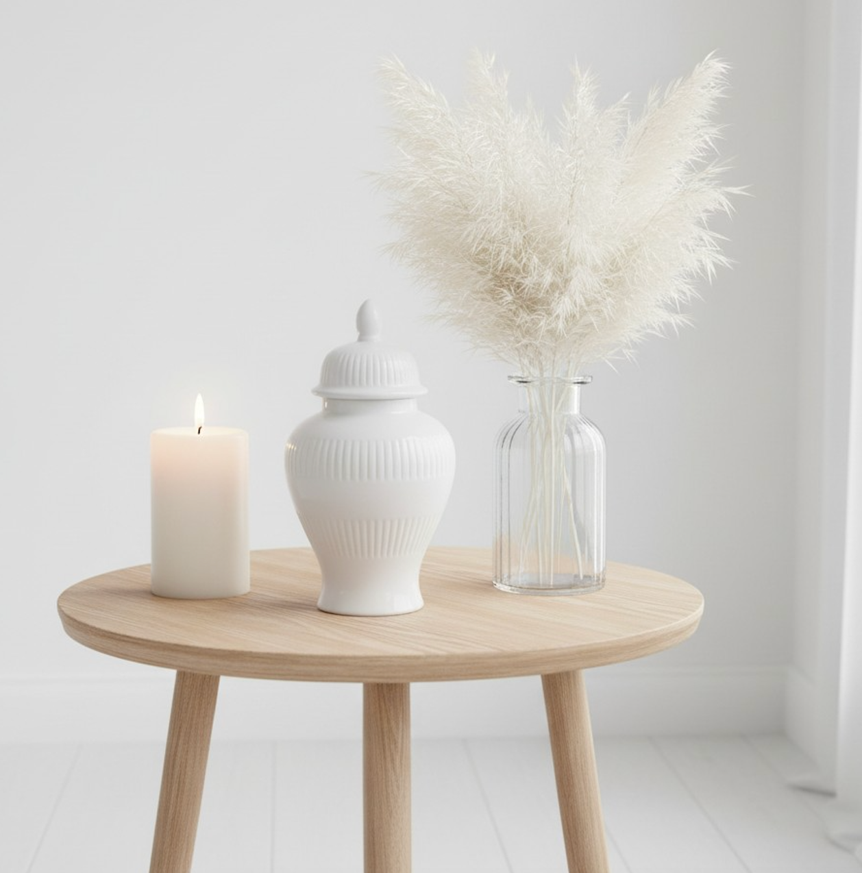 Ceramic White Jar With Lid 14" (10"without lid)