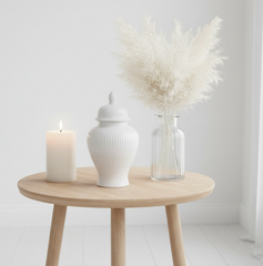 Ceramic White Jar With Lid 14" (10"without lid)