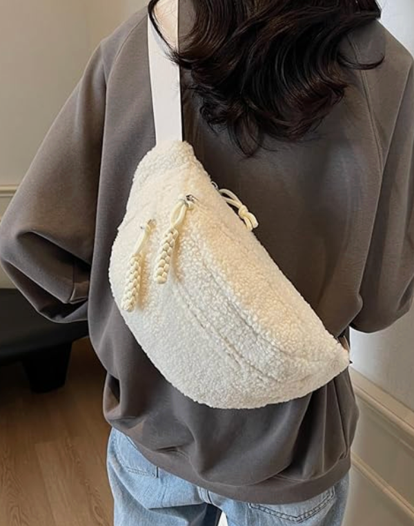 Cozy Sherpa Plush Crossbody Bag Large Capacity