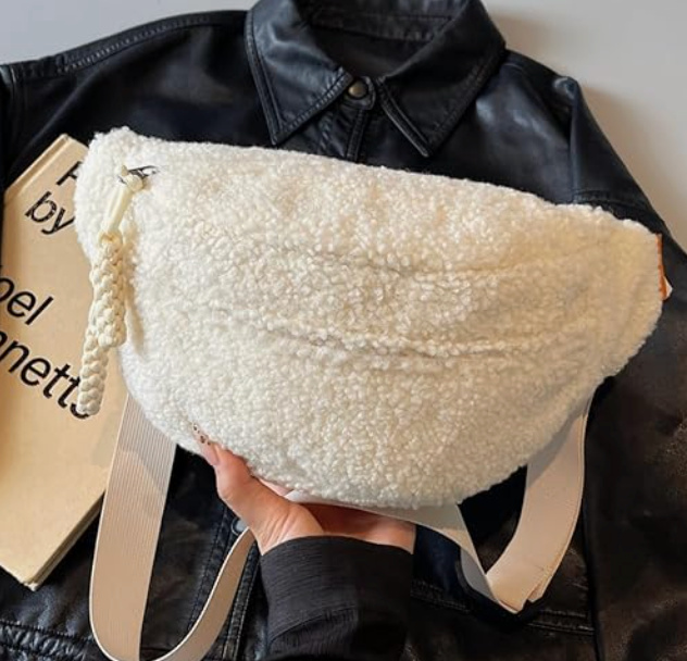 Cozy Sherpa Plush Crossbody Bag Large Capacity