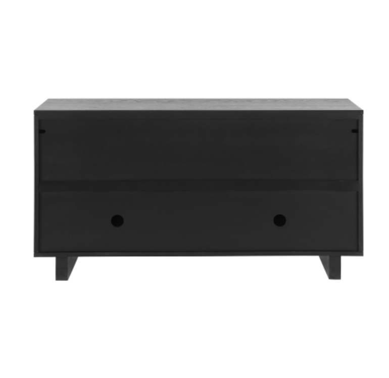 Modern sideboard, 59''×15.75''×32.5'' storage cabinet with 4 doors, MDF and ash veneer, with metal handles, black finish, suitable for dining/living room storage