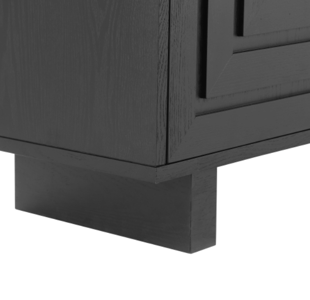 Modern sideboard, 59''×15.75''×32.5'' storage cabinet with 4 doors, MDF and ash veneer, with metal handles, black finish, suitable for dining/living room storage