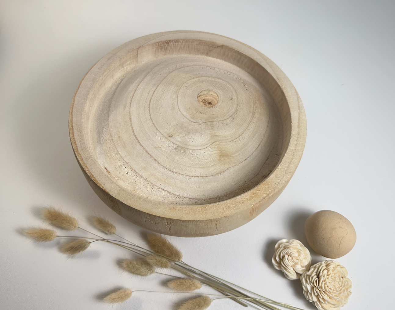 Boho Minimalist Rustic Paulownia Wood - Beige