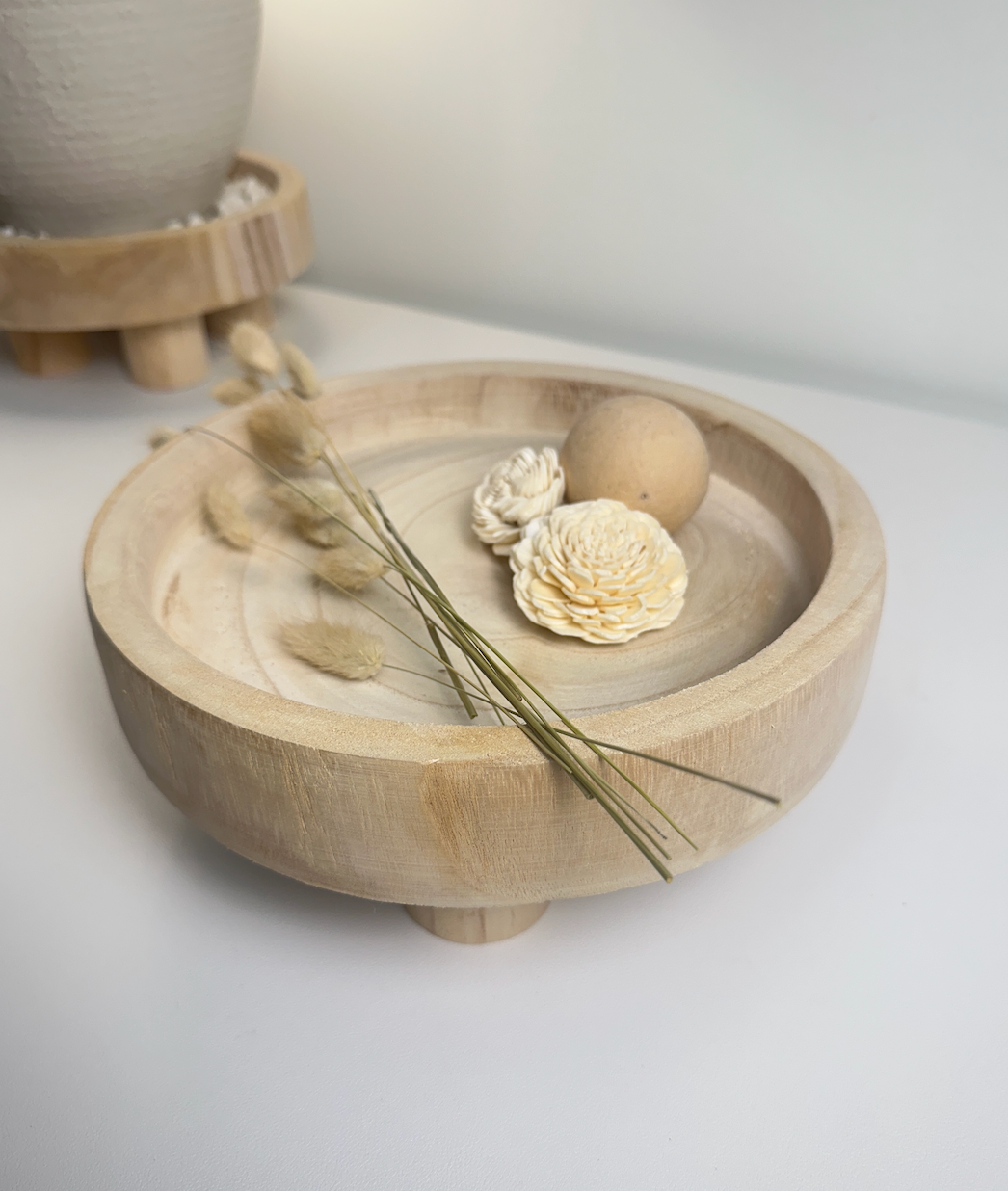 Boho Minimalist Rustic Paulownia Wood - Beige