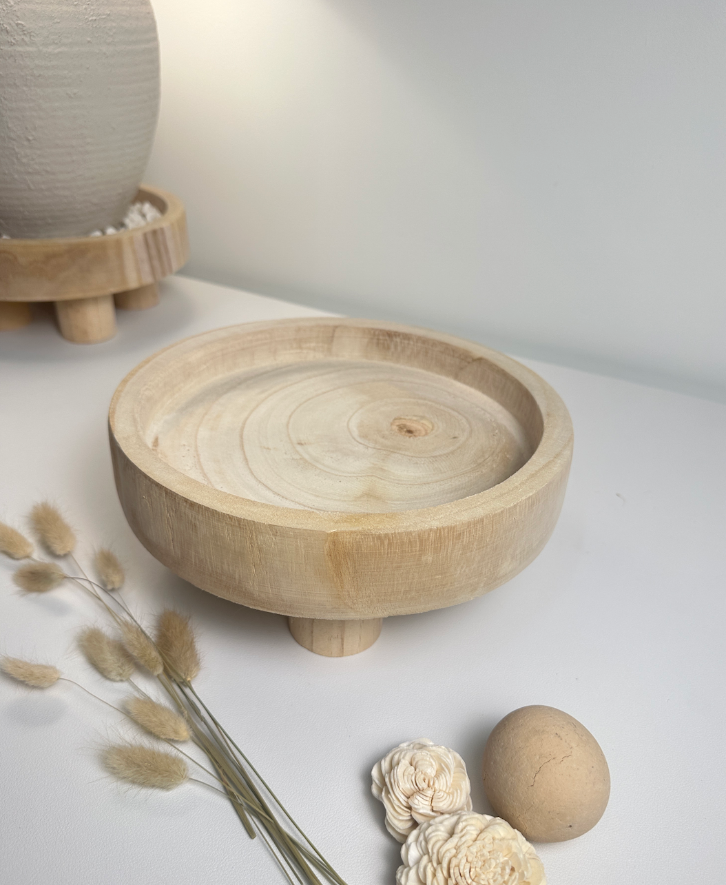 Boho Minimalist Rustic Paulownia Wood - Beige