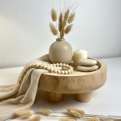 Boho Minimalist Rustic Paulownia Wood - Beige