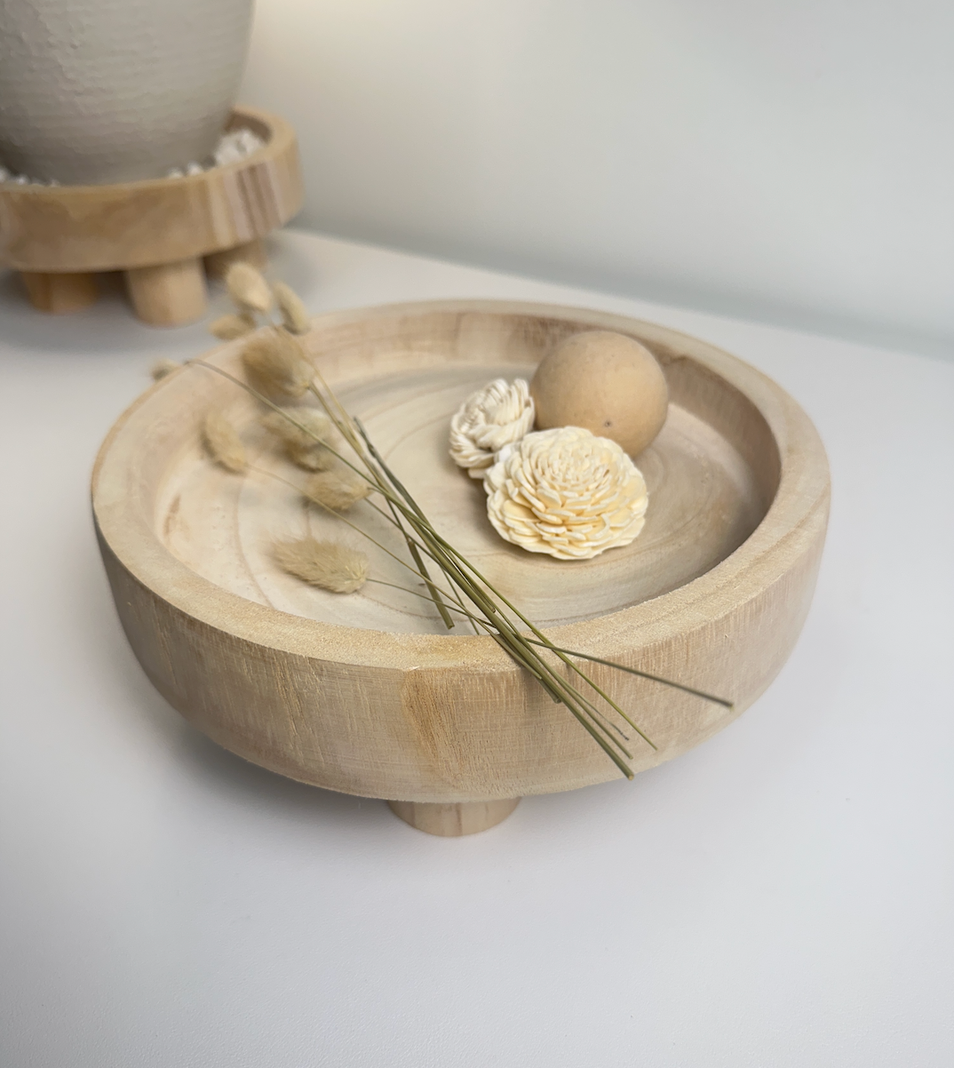 Boho Minimalist Rustic Paulownia Wood - Beige