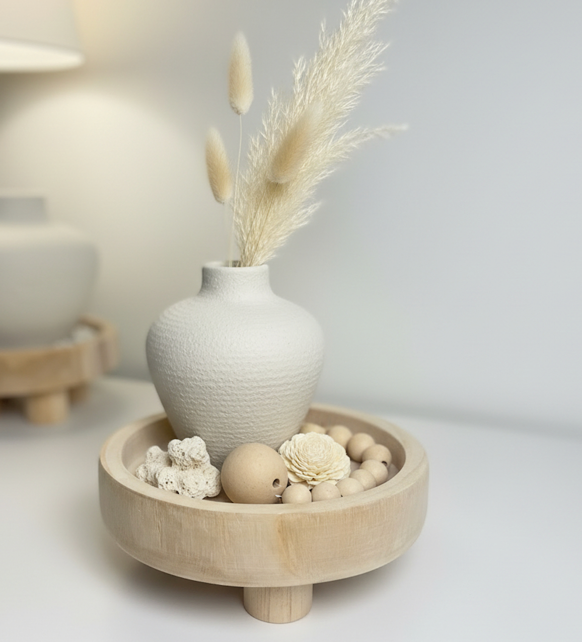 Boho Minimalist Rustic Paulownia Wood - Beige