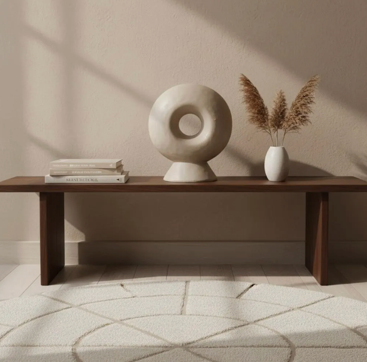 Abstract sculpture made of stone, white donut-shaped vase 13"