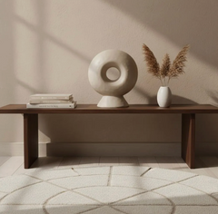 Abstract sculpture made of stone, white donut-shaped vase 13"
