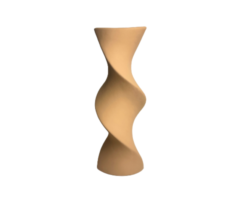 Modern Twisted Vase 16" - Coffee Brown