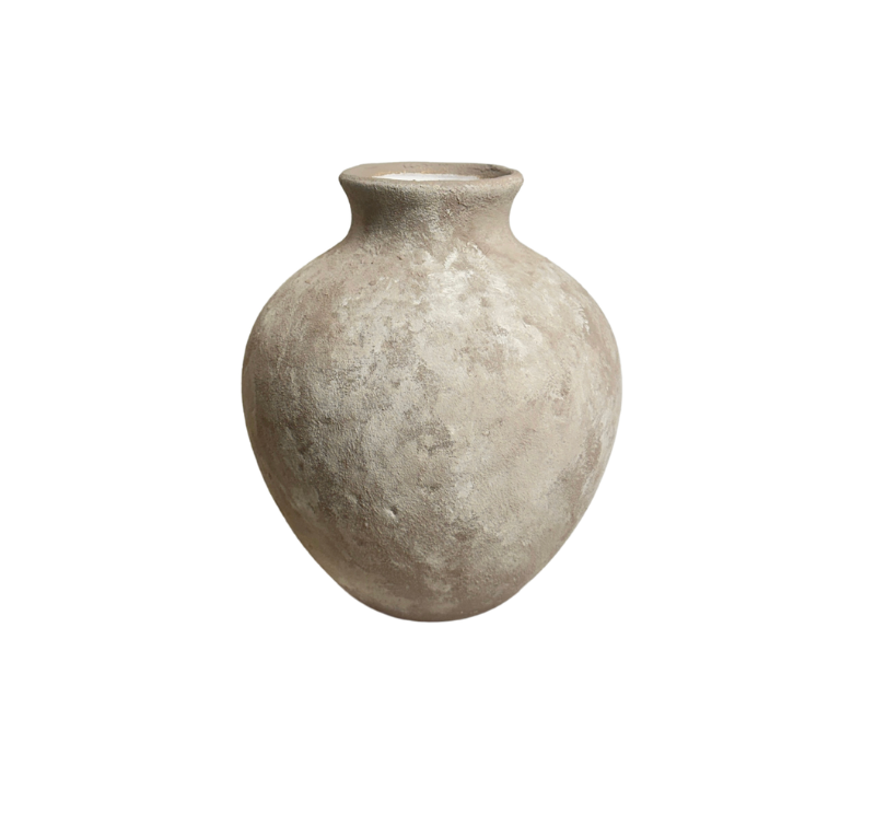 Minimalist Crater Moon Ceramic Vase 7.5" tall - Beige washed