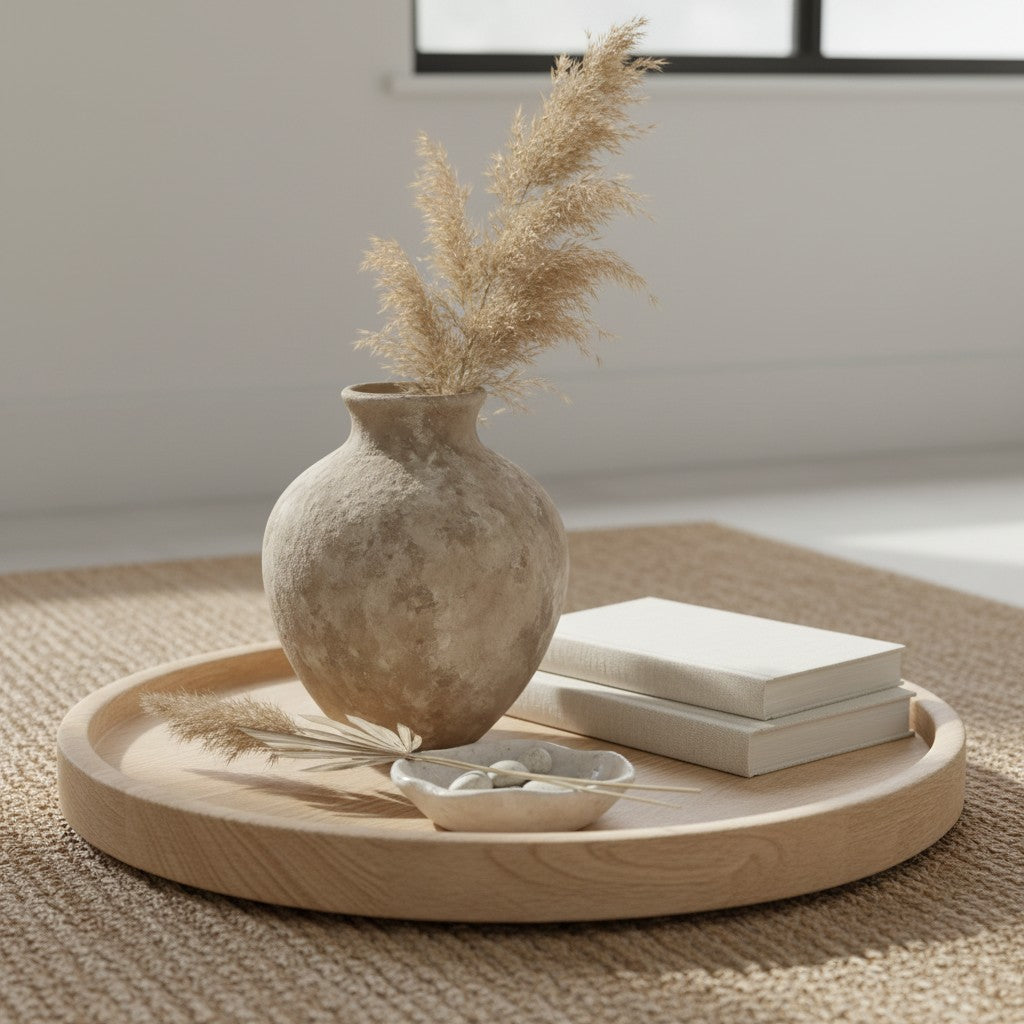 Minimalist Crater Moon Ceramic Vase 7.5" tall - Beige washed