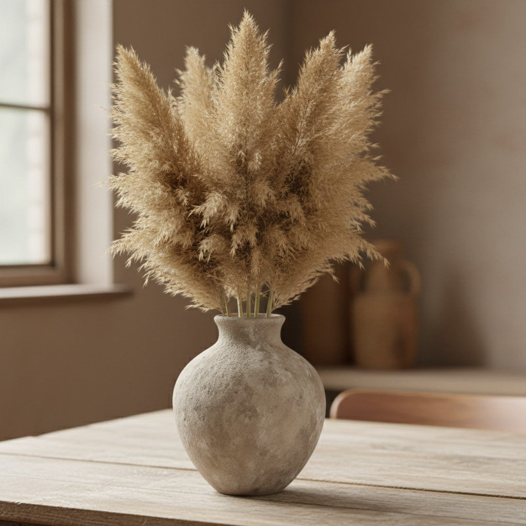 Minimalist Crater Moon Ceramic Vase 7.5" tall - Beige washed