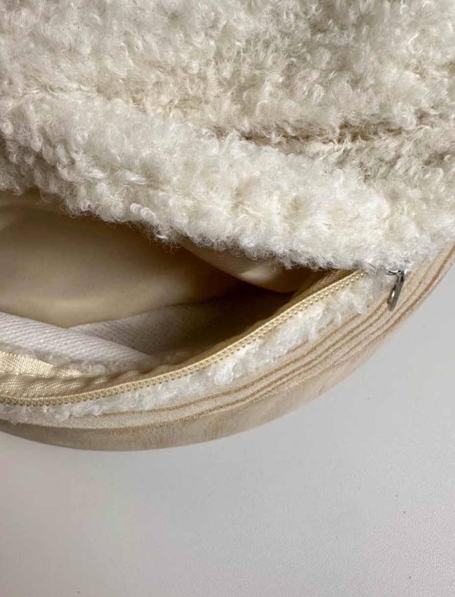 "Mommy-On-The-Go" Sherpa Crossbody Bag with Adjustable Strap, Beige