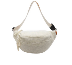"Mommy-On-The-Go" Sherpa Crossbody Bag with Adjustable Strap, Beige