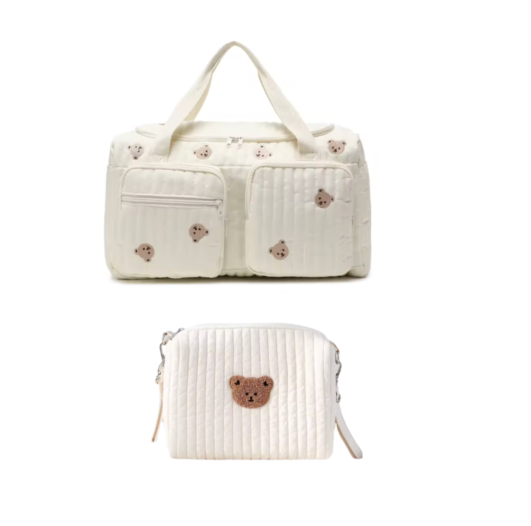 Set of 2 (DUFFEL BAG + POUCH 1 BEAR) - BABY BAG ESSENTIALS