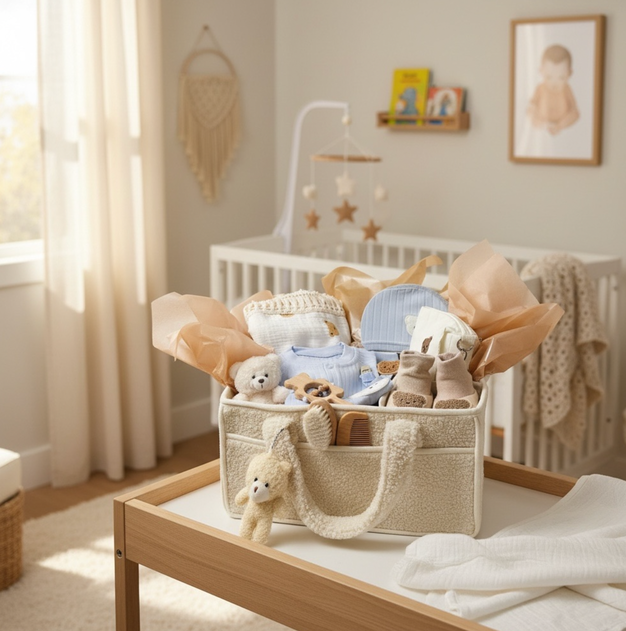 LUXURY BABY GIFT BAG - Cream/Blue - Set of 12