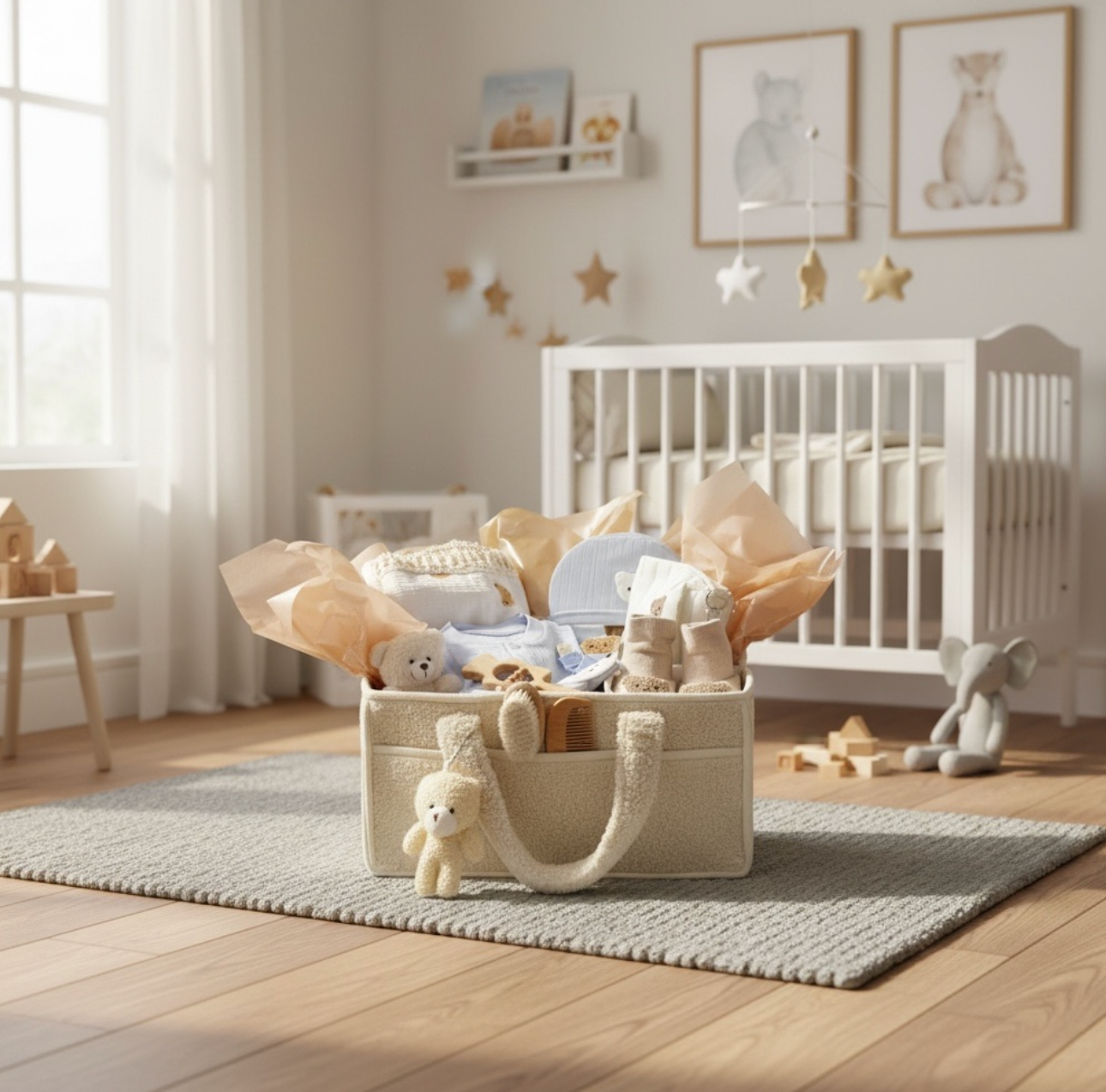LUXURY BABY GIFT BAG - Cream/Blue - Set of 12