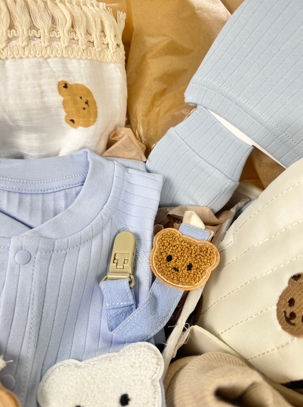LUXURY BABY GIFT BAG - Cream/Blue - Set of 12