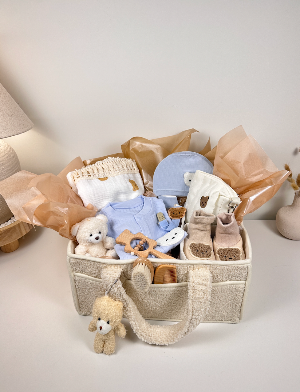 LUXURY BABY GIFT BAG - Cream/Blue - Set of 12