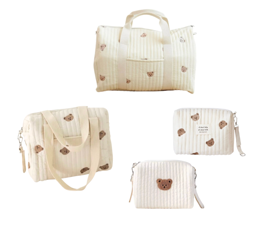 Set of 4 (TRAVEL BAG + STROLLER BAG + POUCH 1 BEAR + POUCH FULL BEARS) - BABY BAG ESSENTIALS