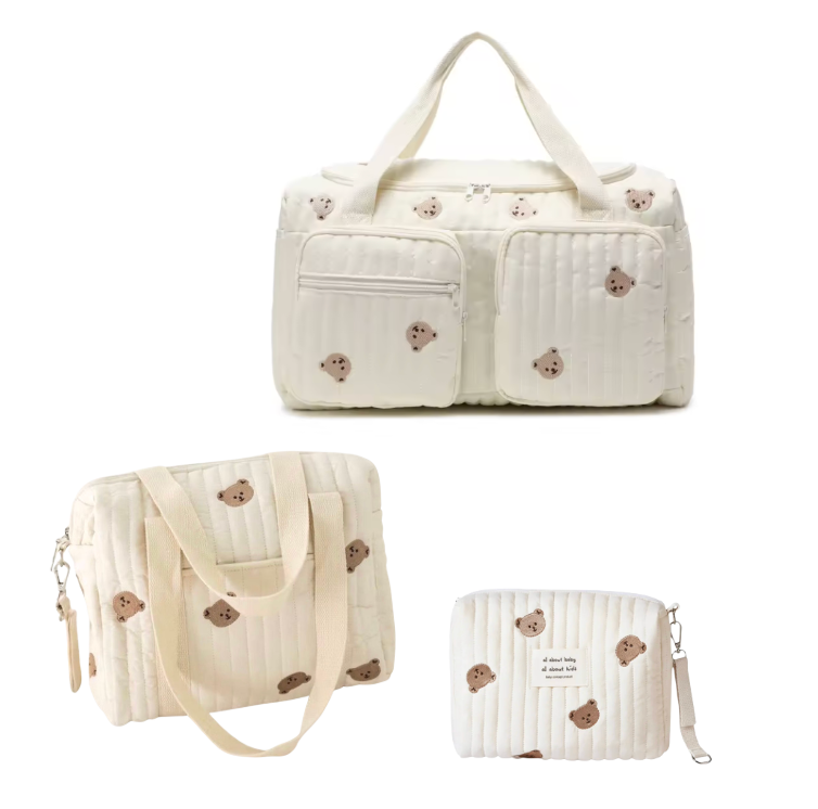 Set of 3 (DUFFEL BAG + STROLLER BAG + POUCH FULL BEARS) - BABY BAG ESSENTIALS