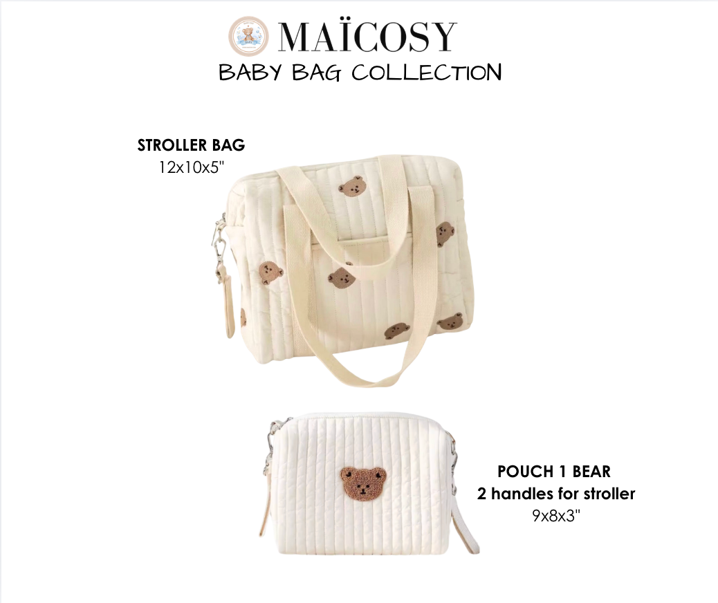 Set of 2 (STROLLER BAG + POUCH 1 BEAR) - BABY BAG ESSENTIALS
