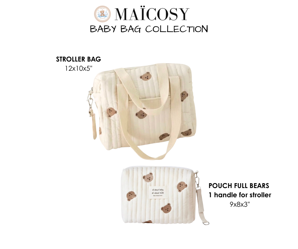 Set of 2 (STROLLER BAG + POUCH FULL BEARS) - BABY BAG ESSENTIALS
