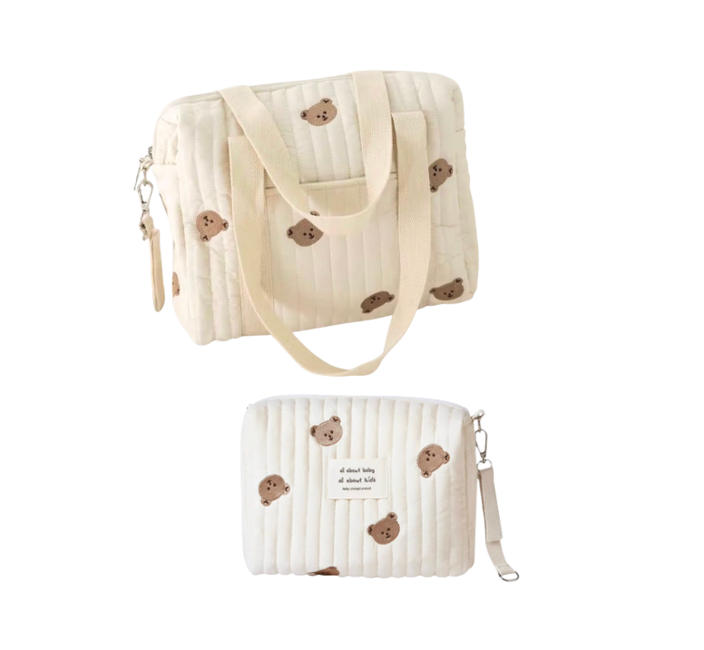 Set of 2 (STROLLER BAG + POUCH FULL BEARS) - BABY BAG ESSENTIALS