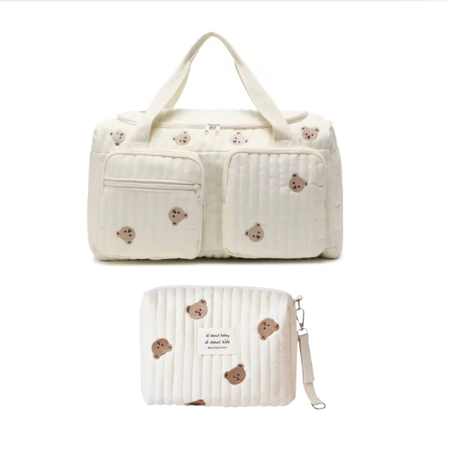 Set of 2 (DUFFEL BAG + POUCH FULL BEARS) - BABY BAG ESSENTIALS