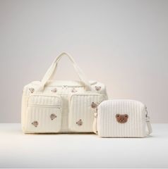 Set of 2 (DUFFEL BAG + POUCH 1 BEAR) - BABY BAG ESSENTIALS