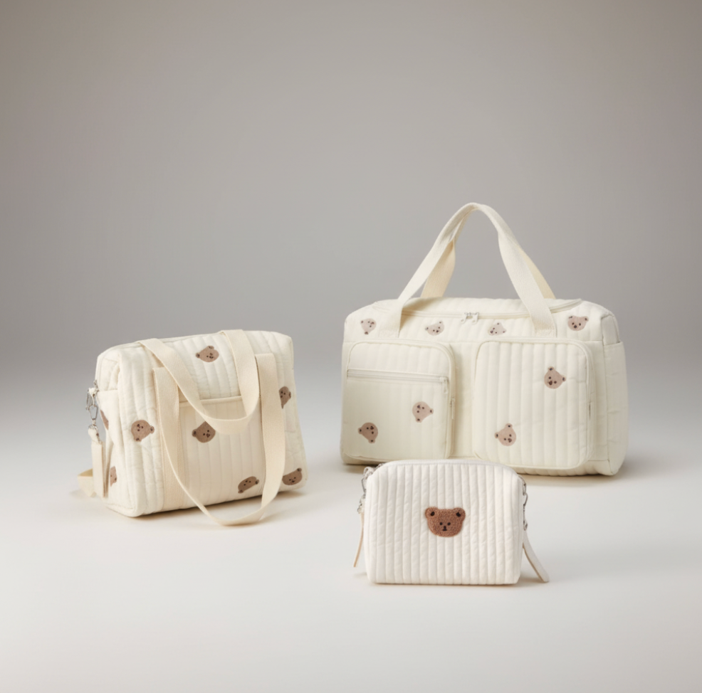 Set of 3 (DUFFEL BAG + STROLLER BAG + POUCH 1 BEAR) - BABY BAG ESSENTIALS