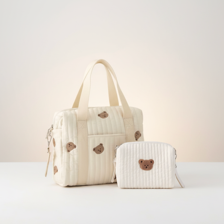 Set of 2 (STROLLER BAG + POUCH 1 BEAR) - BABY BAG ESSENTIALS