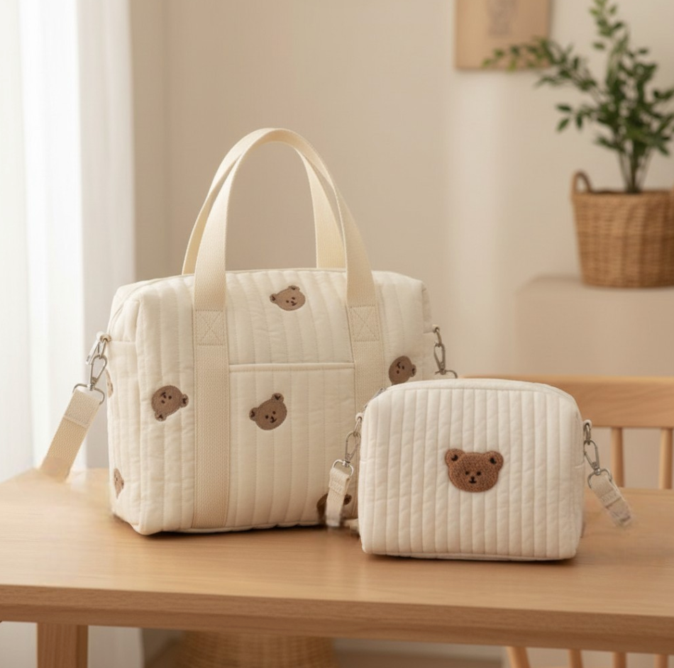 Set of 2 (STROLLER BAG + POUCH 1 BEAR) - BABY BAG ESSENTIALS