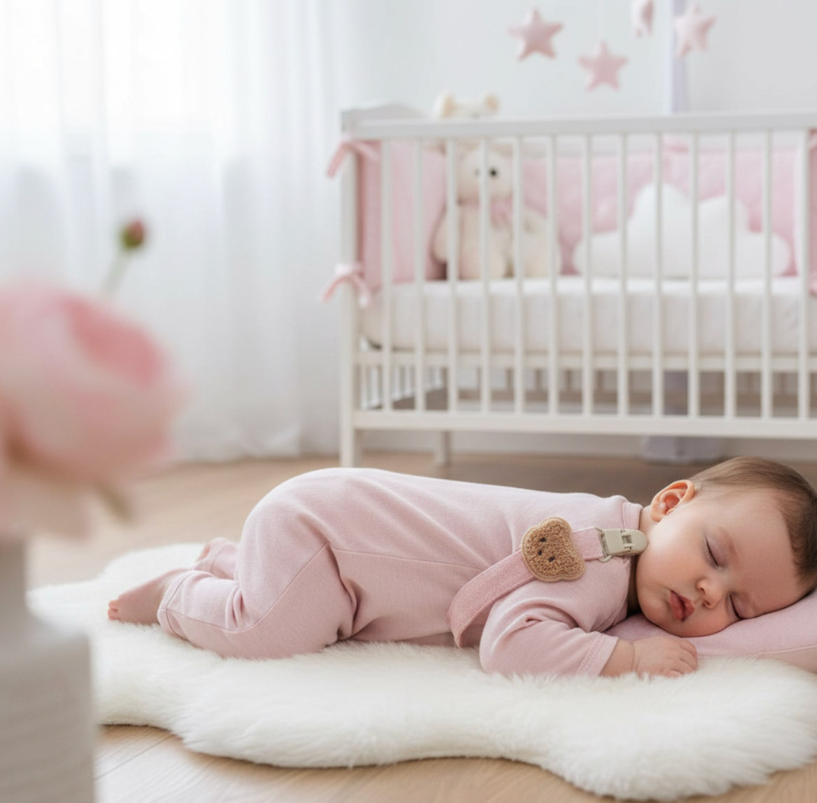 12-Piece Set "THE COZY ESSENTIALS", Cream and Pink Baby Set, Baby Shower, Newborn and Baby Essentials with Diaper Caddy - Bear Theme
