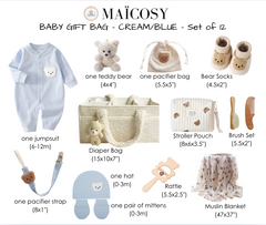 LUXURY BABY GIFT BAG - Cream/Blue - Set of 12