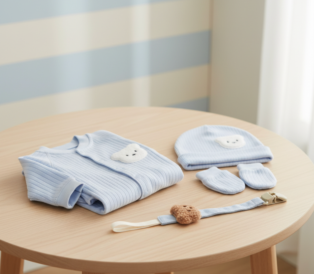 LUXURY BABY GIFT BAG - Cream/Blue - Set of 12